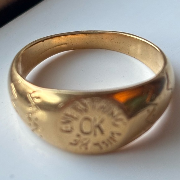 14k Gold Plated Everything Will Be OK Signet Ring - Picture 6 of 7